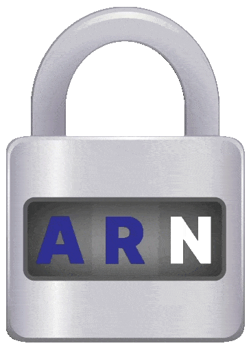 Video showing a padlock with a three-letter combination lock. The combination changes between "ARM", "BQL", "ZSM", "ARL", and "BRM" in a loop.